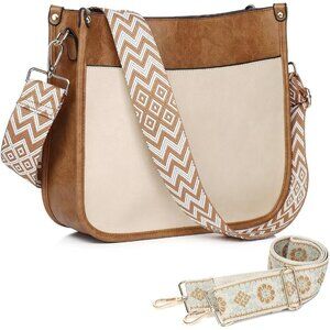 Women’s Khaki Leather Purse Zipped Pockets Crossbody Bag and Shoulder Bag